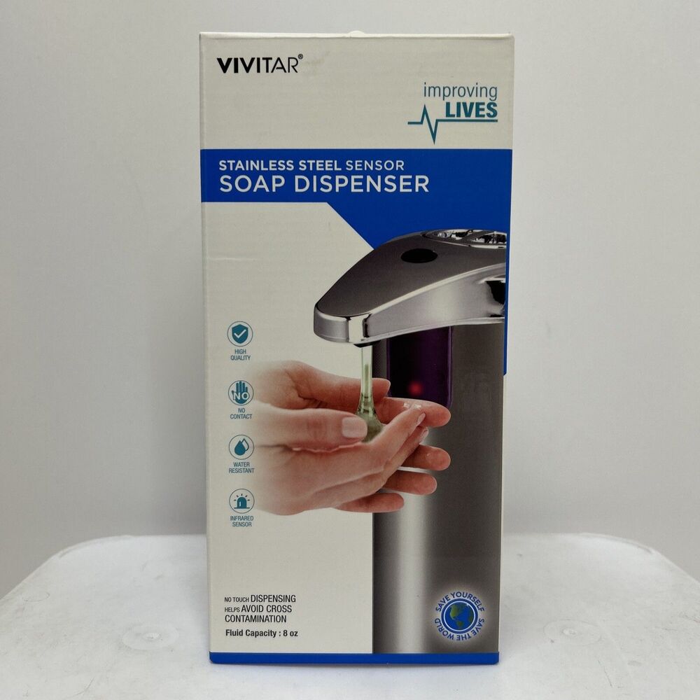 Vivitar Automatic Soap dispenser 8oz Capacity Stainless Steel Sensor - Battery‎